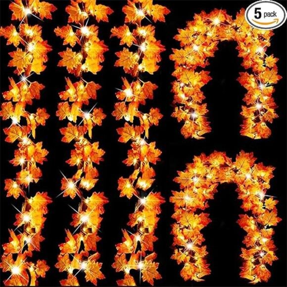 Fall Decor-5Pack Total 50Ft 100LED Fall Garland Lights Fall Decorations for Home - Picture 7 of 7